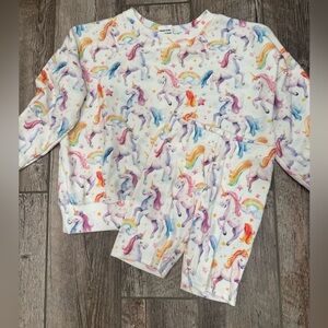 Aria J. Designs handmade kids unicorn crewneck and ribbed bikers set